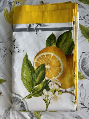Williams Sonoma Meyer Lemon Tablecloth 70''/90''   100% Cotton NEW
