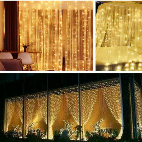 300 LED Curtain Fairy Lights USB String Light With Remote Xmas Party ...
