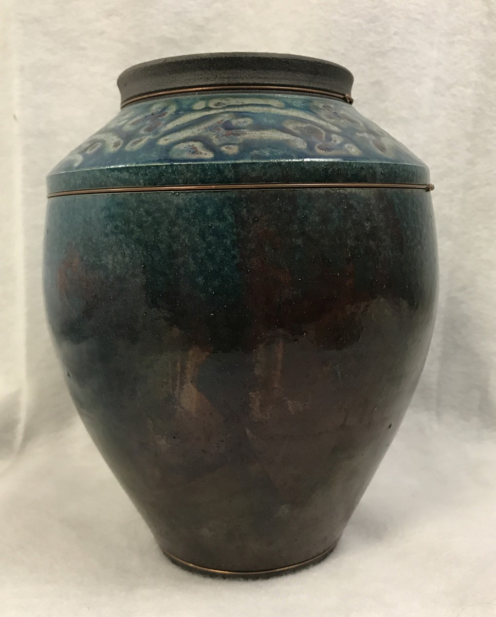 工芸品 raku Vintage Mark Nowak Raku Pottery Vase Singed | Chairish