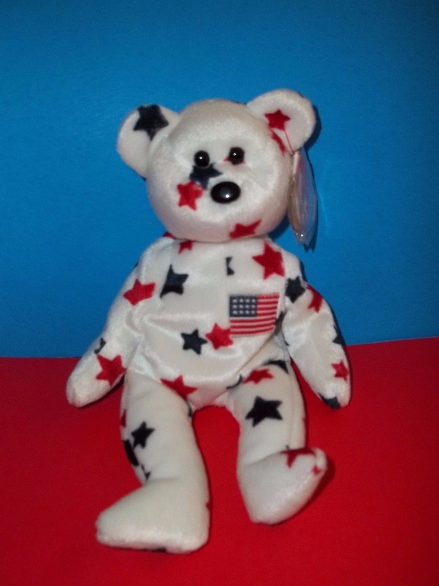 TY GLORY Teddy Bear Plush Beanie Babies Beanbag Plush GUC with Tag