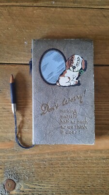 Vintage 1928 Kalender Tagebuch Tagesplaner niedlicher Hund Bleistift Raphael Tugh & Sons