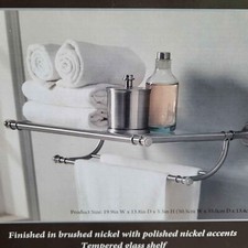 NEW Hotel Towel Rack/Shelf with Towel Rod Brushed Nickel Finish 