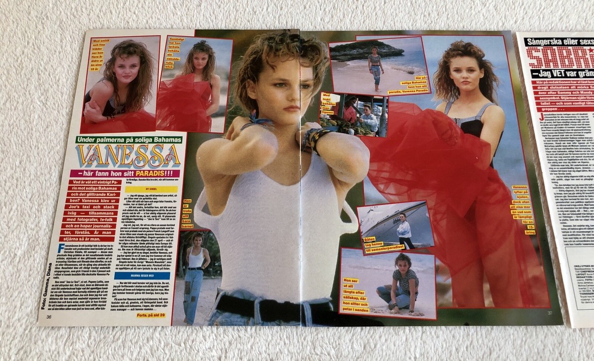VANESSA PARADIS 1988 Clipping Poster Swedish magazine Okej Vintage