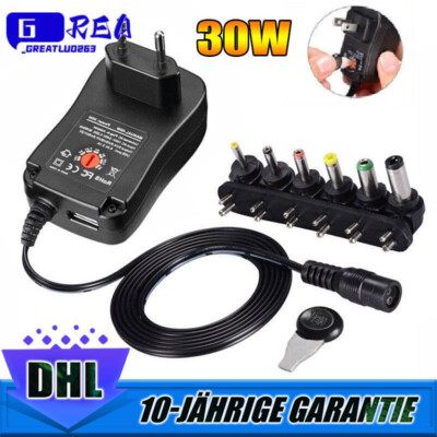 30W Universal Netzteil 3000mA 3V 4.5V 6V 7.5V 9V 12V Ladegerät Adapter Stecker