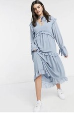 BNWT Pretty Lavish NICOLE MIDI SMOCK DRESS BLUE Size M/L
