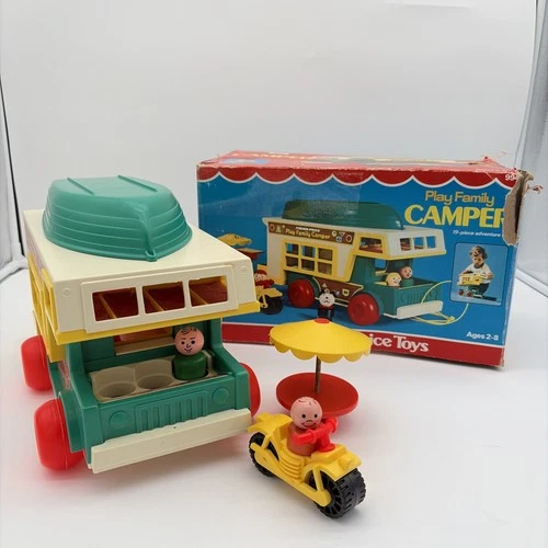 Vintage 1972 Fisher Price Play Family Camper Little People Play Set W/box #994