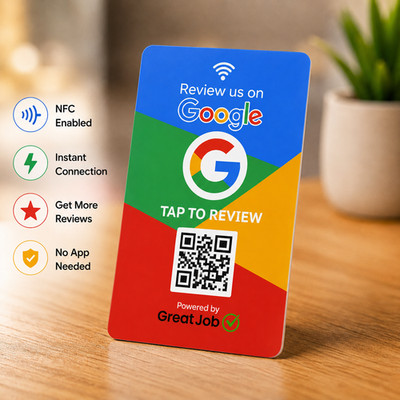 Google NFC & QR Code Tap Review Card - Easy Set Up with your Google Review Link