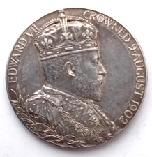1902 Edward VII Coronation Sterling Silver Medallion.     A1-41