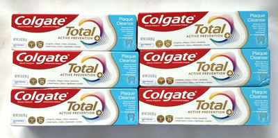 6 Colgate Total Active Prevention Plaque Cleanse Toothpaste gel 3 Oz each 3/2028