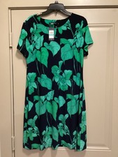 NWT Tommy Hilfiger Short Sleeve Tropical Leaf Shift Dress, size 16, $99