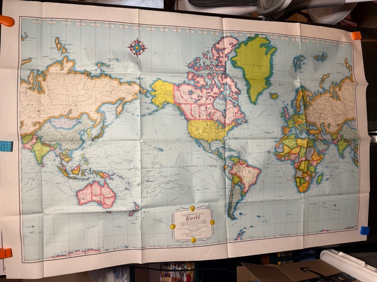Rand McNally社 世界地図 アンティーク調 大型フレーム Vintage Large World Map Rand McNally Cosmopolitan Series 52 X 34.5