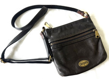 Vintage Fossil Crossbody Bag Black Soft Leather Mini Explorer Authentic
