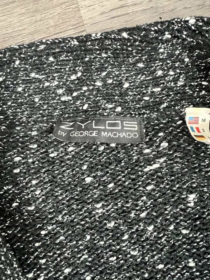 Cárdigan Zylos By George Machado Vintage Para Mujer Blanco y Negro Talla Mediana Foto 4 de 4