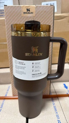 #ad Stanley Quencher H2.0 Chocolate Gold Limited Edition Tumbler 40 Oz with new box $53.00