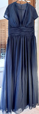 JJ's House Blue Short Sleeve V-Neck Bridesmaid Formal Dress Regular