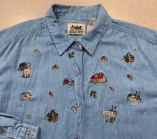 Vintage Northern Reflections Women’s Large Embroidered Shirt Fall Camp Deer Duck