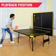 Official Size Table Tennis, 15mm, 4 Piece, Pong Table, Black/Yellow, by MD Sport