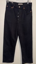 Levi  s Ribcage High Rise Straight Leg Jeans Black Women  s Size 29 casual denim
