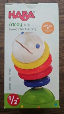 HABA Moby Wooden Baby Rattle Grasping Toy 1268 NEW Montessori Discontinued