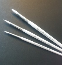 Image of Art Brush Set of 3 Fine White Synthetic Sable Artist Paint Brushes Sizes 4 8 10