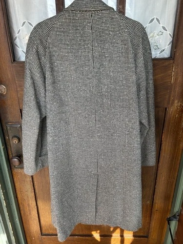 Vintage 50s 60s Tweed Overcoat Men’s Medium 38-40 Houndstooth Wool Topcoat image 4