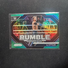 2024 Panini Prizm WWE #15 AJ Styles Rumble Performances Green Prizms     L59