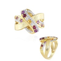 Cavill Ring Sterlingsilber Vergoldet Amethyst Citrin Rhodolit 1,3Ct- Echtschmuck
