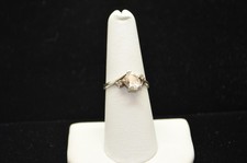 Sterling Silver Ring w/ Clear Teardrop Stone Clear Stone Accent SZ 7.0 FMF398