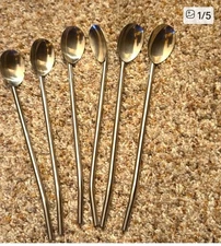 Set Of 6 Stainless Steel Long Handled Tea Spoons 