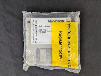 Microsoft MS-DOS 6 Plus Enhanced Tools OS 3 Floppy Disks 3.5'' 1993 Sealed NOS