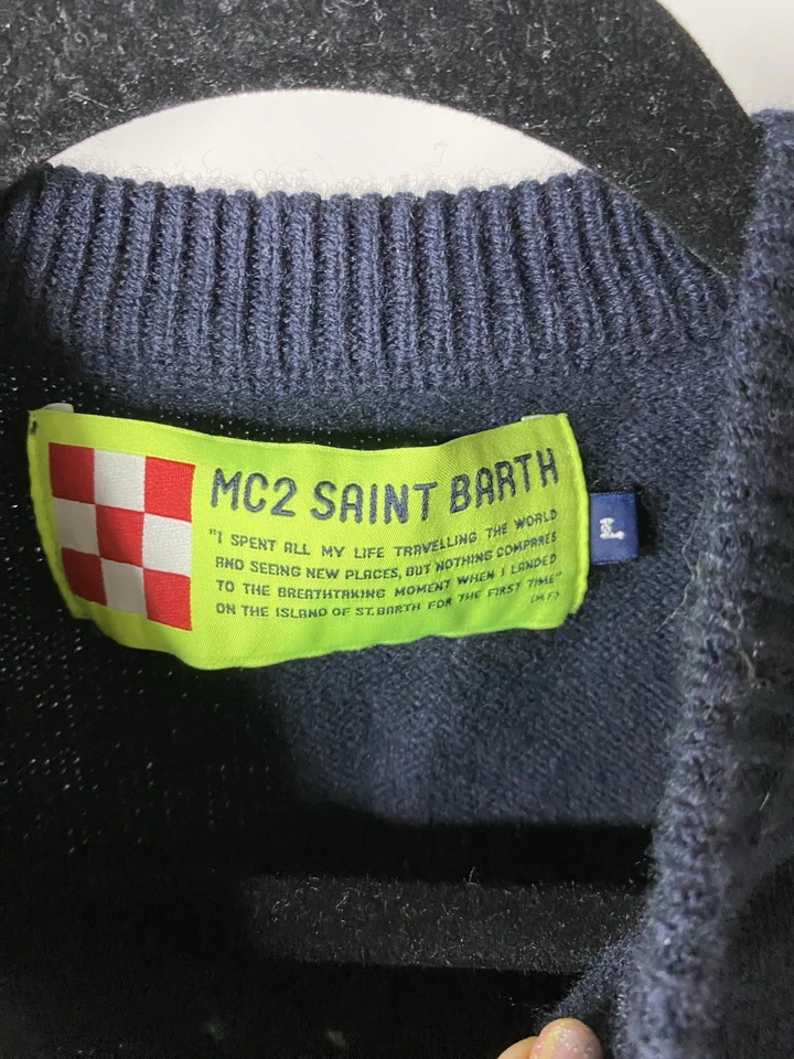 Suéter MC2 Saint Barth Hombre Azul Marino I Hate Mountains Estampado Pitufo Para Hombre Grande Foto 4 de 4