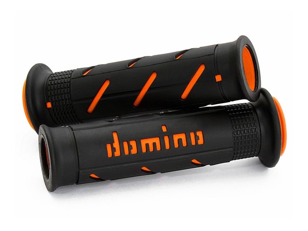 Paar Griffe Schwarz/Orange ROAD-RACING Domino Durchmesser 22-26 Universal-image