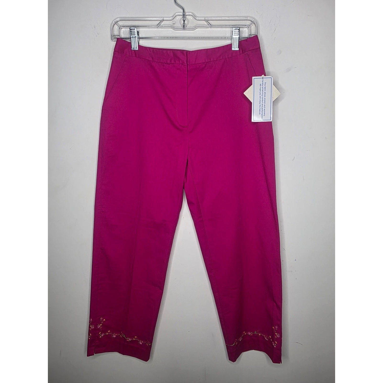 NWT EP Pro pink cotton blend golf capri pants with floral embroidery at hem - 4