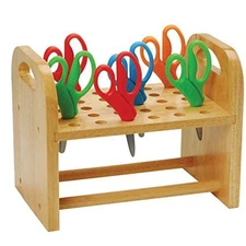 Natural Wood Scissors Holder Holds 30 Pairs of Kids' Scissors Classroom