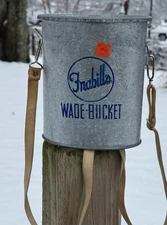 Vintage Frabill's WADE-BUCKET Galvanized Minnow Bucket  / With Straps