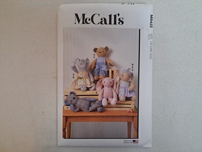 McCall's Pattern - Plush Bear, Bunny, & Mouse With Clothes (One Size) #M8422 UC