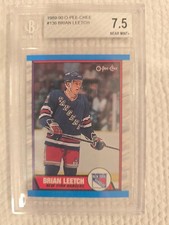 1989-90 O-Pee-Chee - Brian Leetch #136 (RC) BECKETT 7.5 Near Mint +