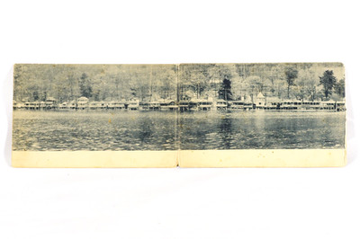 Antique Tumbling Run Lake Pottsville PA Boat Houses Panoramic Collotype Postcard