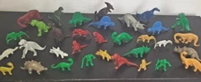 33 Vintage Plastic Dinosaur Figures Diener Ind. Inc, T-Rex, Triceratops, Cavemen
