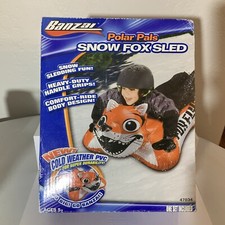 Banzai Polar Pals Snow Fox Sled Tobagen Inflatable Sledding Fun Ages 5  Up New