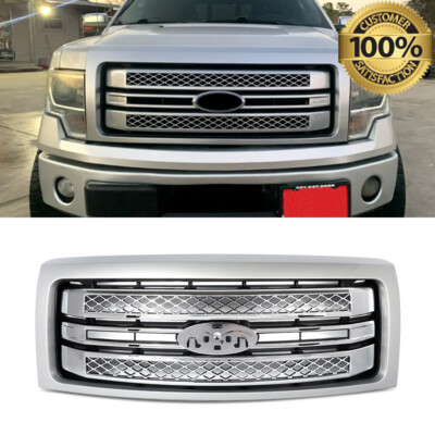Ingot Silver Front Bumper Grille For 2009-2014 Ford F-150 F150 Platinum Lariat