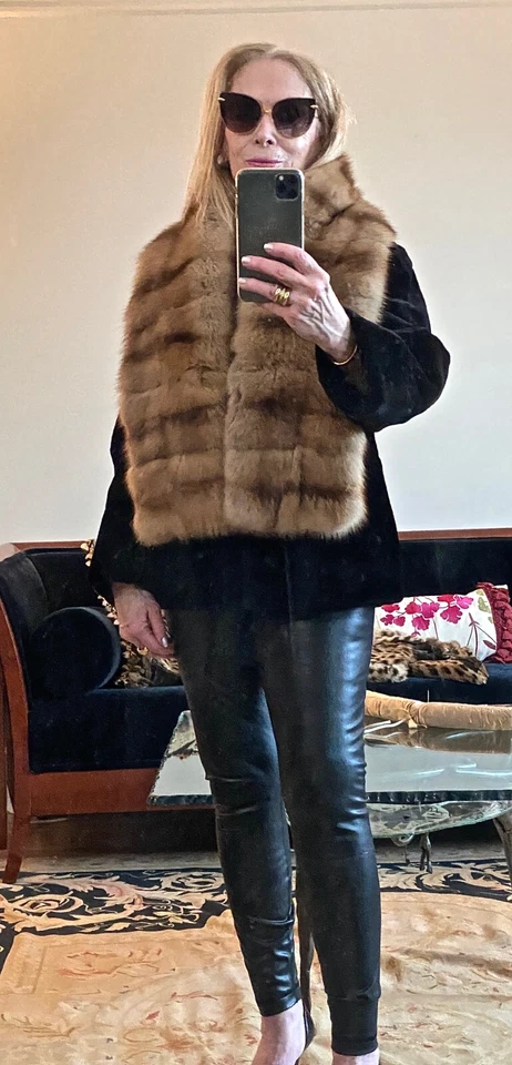 J. MENDEL GOLDEN RUSSIAN SABLE FUR DOUBLE-SIDED COLLAR SNOOD STOLE COAT JACKET - Image 2 of 4