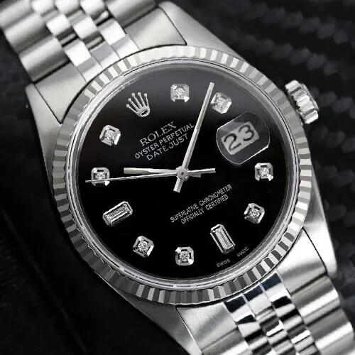 Rolex Datejust Black Steel White Gold