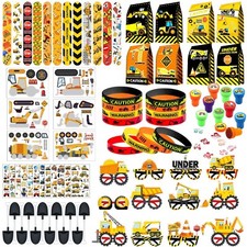 Construction Party Favors Supplies -Including Paper Glasses Gift Bag Tattoo S...