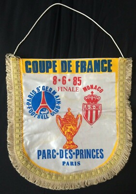 Fanion Vintage Coupe De France 1985 – Finale PSG / Monaco, Grand Format