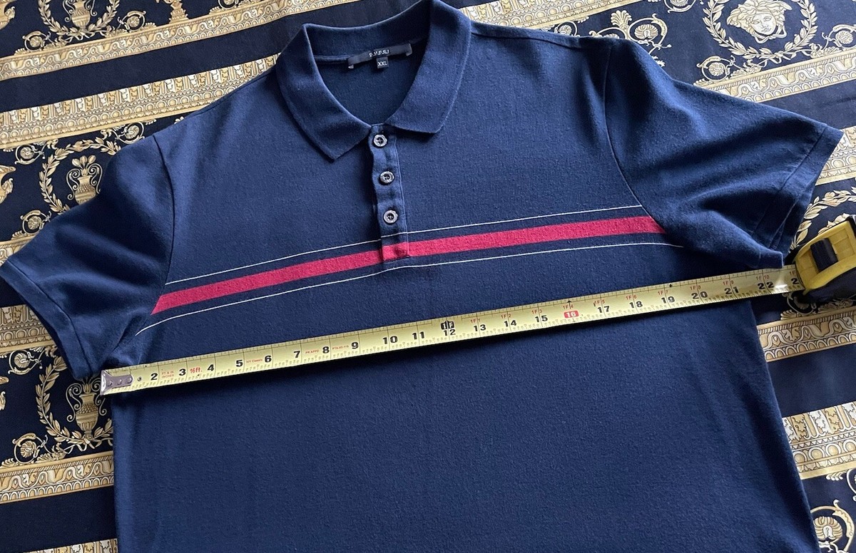 100% AUTHENTIC GUCCI POLO SHIRT RED & BLUE STRIPE SIZE XXL FITS