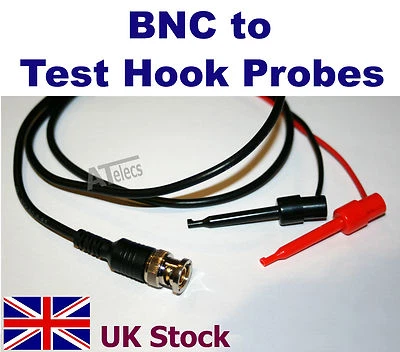 BNC Male Plug to Test Hook Probes Oscilloscope Cable 1M - UK