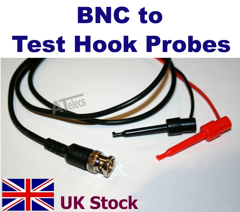 BNC Male Plug to Test Hook Probes  Oscilloscope Cable 1M  - UK