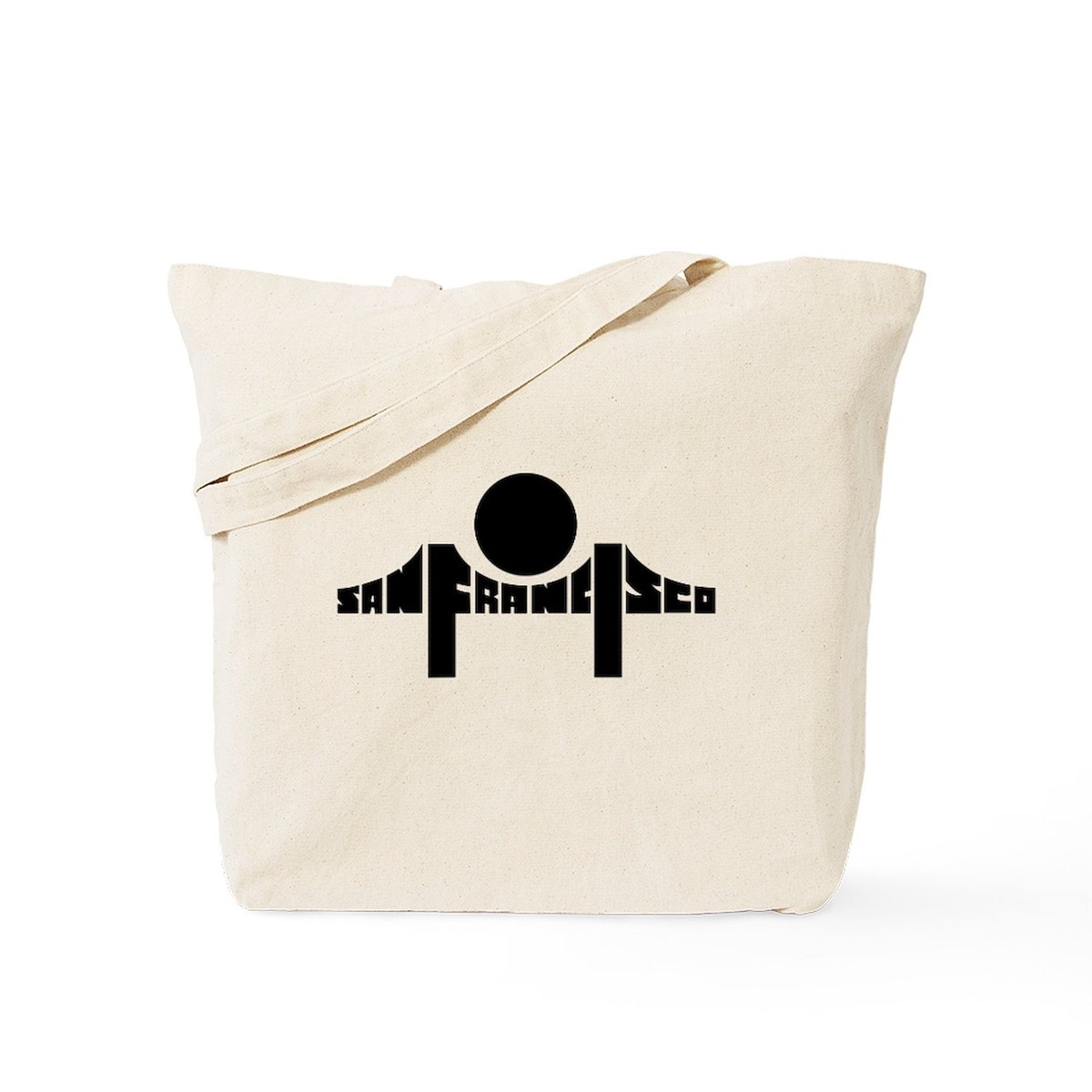 CafePress San Francisco Natural Canvas Tote Bag - Reusable Shopping Bag, Medium Size 15"x18"x6"