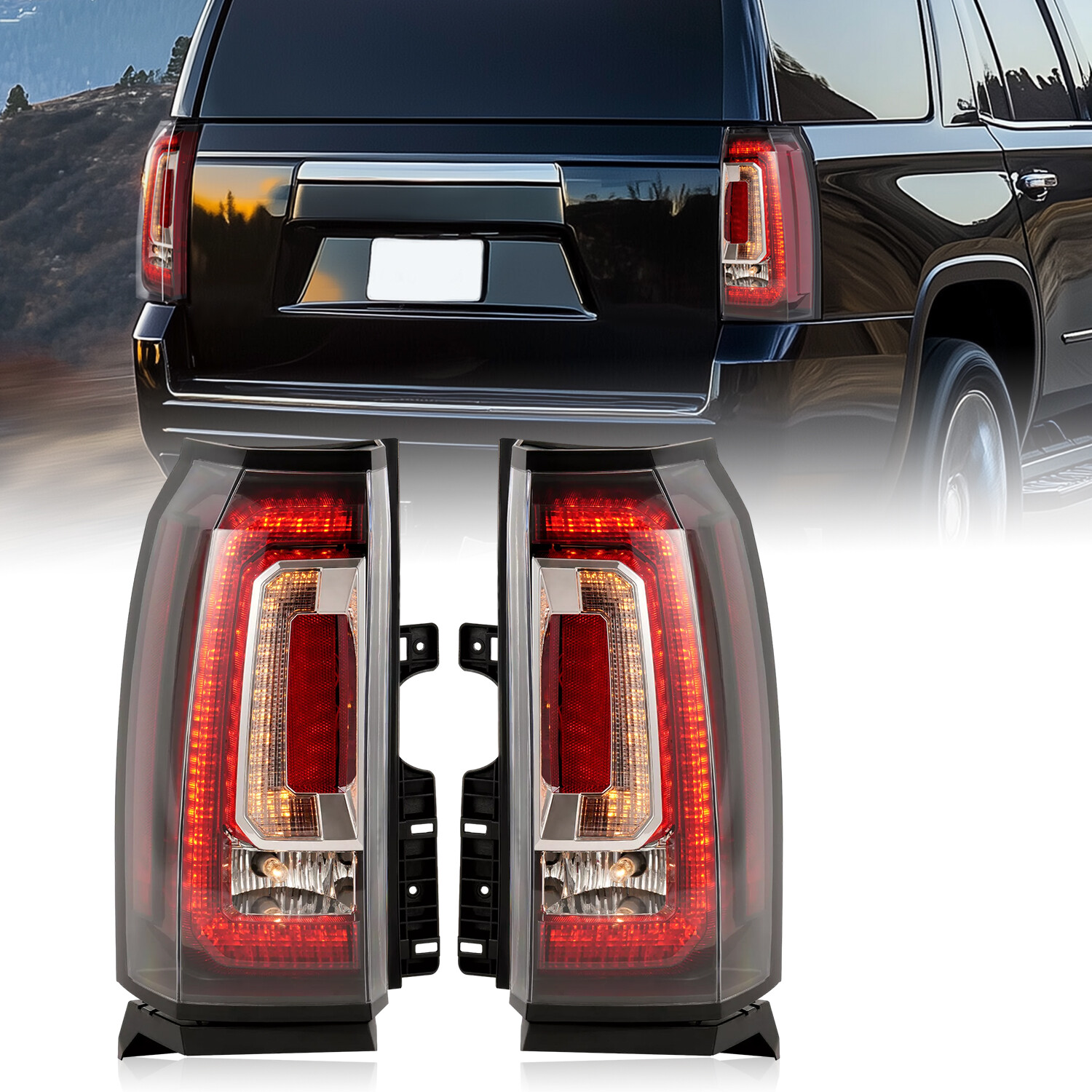 For 2015-2020 GMC Yukon/Yukon XL Left / Right Side LED Tail Lights Brake Lamps